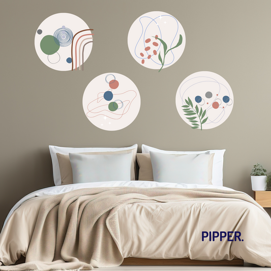 Collection of Round Wall Stickers – Abstract - Cream