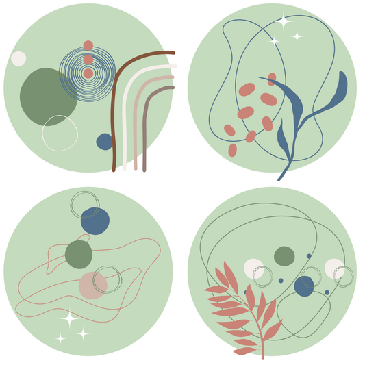 Collection of Round Wall Stickers – Abstract - Green