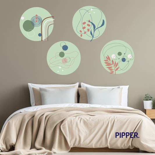 Collection of Round Wall Stickers – Abstract - Green