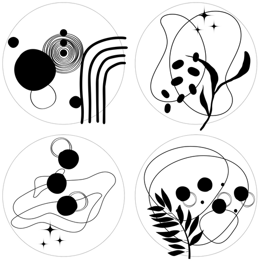 Collection of Round Wall Stickers – Abstract - White