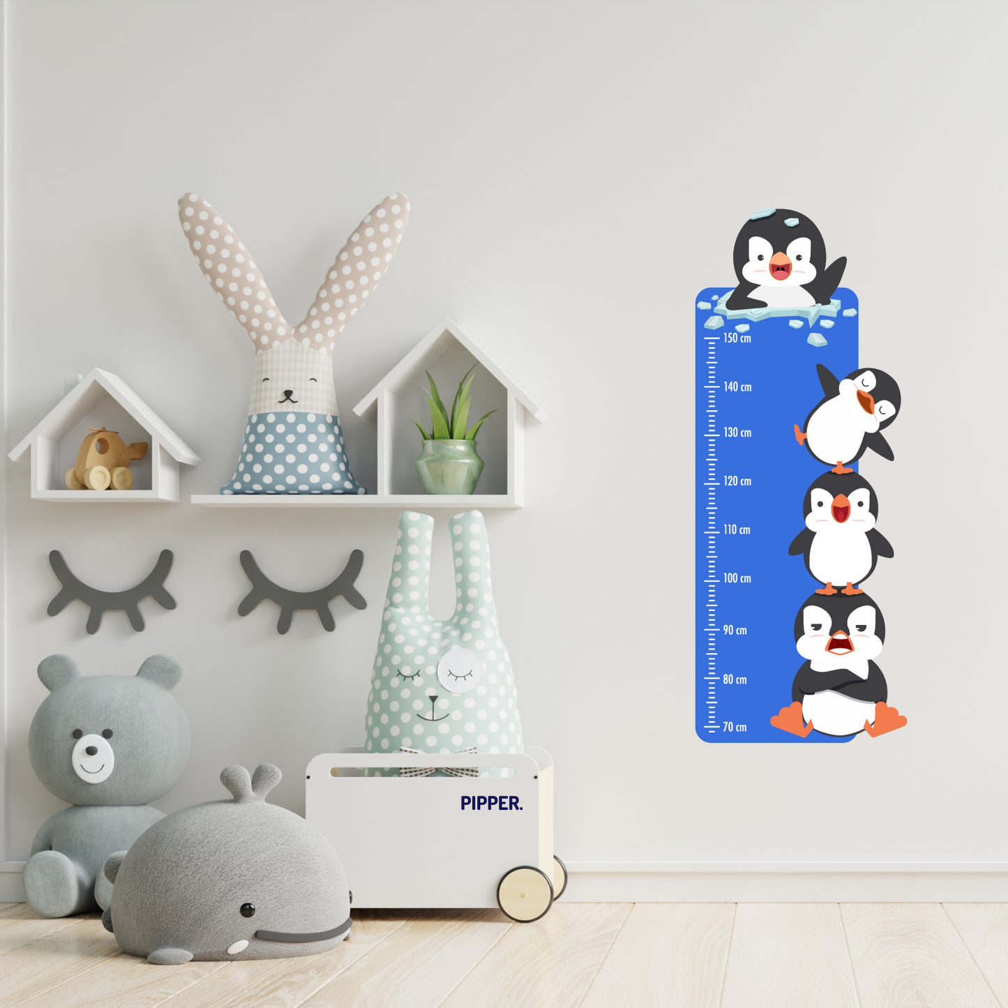 Children’s Measuring Textile Wall Sticker – Happy Penguins