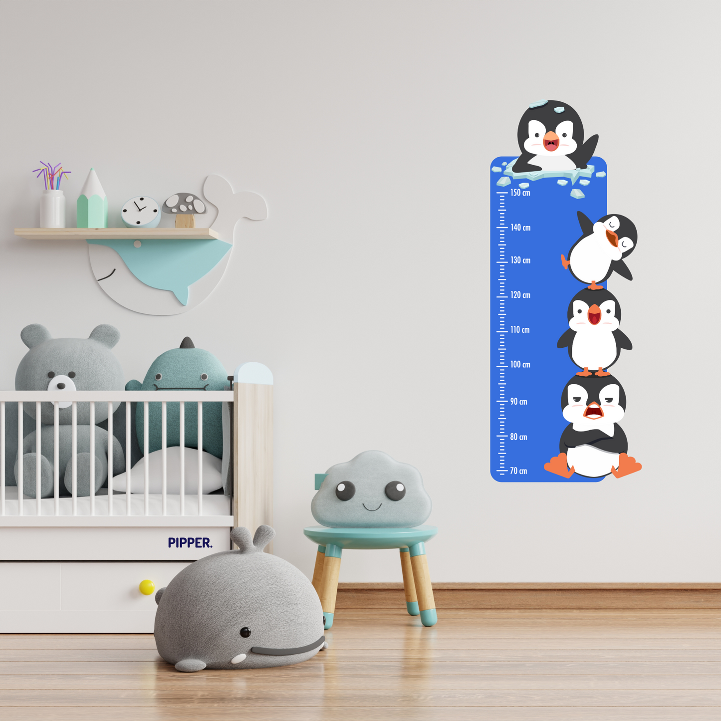 Children’s Measuring Textile Wall Sticker – Happy Penguins