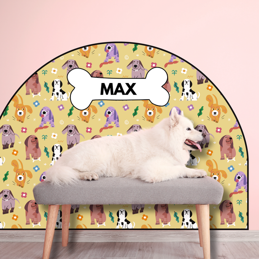 Protective Textile Wall Sticker – Arch – Colorful Dogs