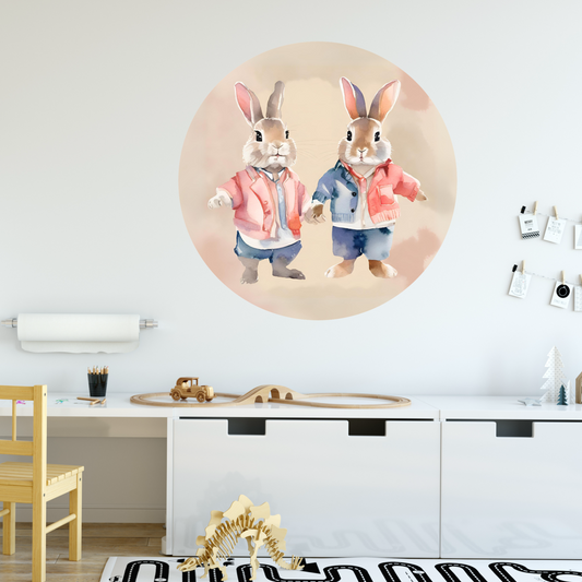 Round Wall Sticker – “Bunnies"