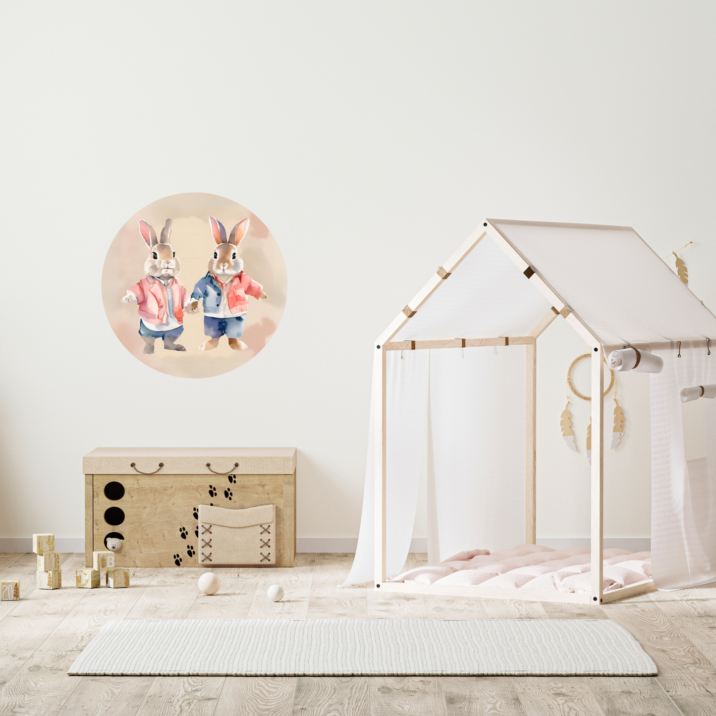 Round Wall Sticker – “Bunnies"