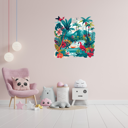 Round Wall Sticker – “Colorful Jungle"