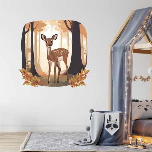 Round Wall Sticker – “Doe in the Forest"