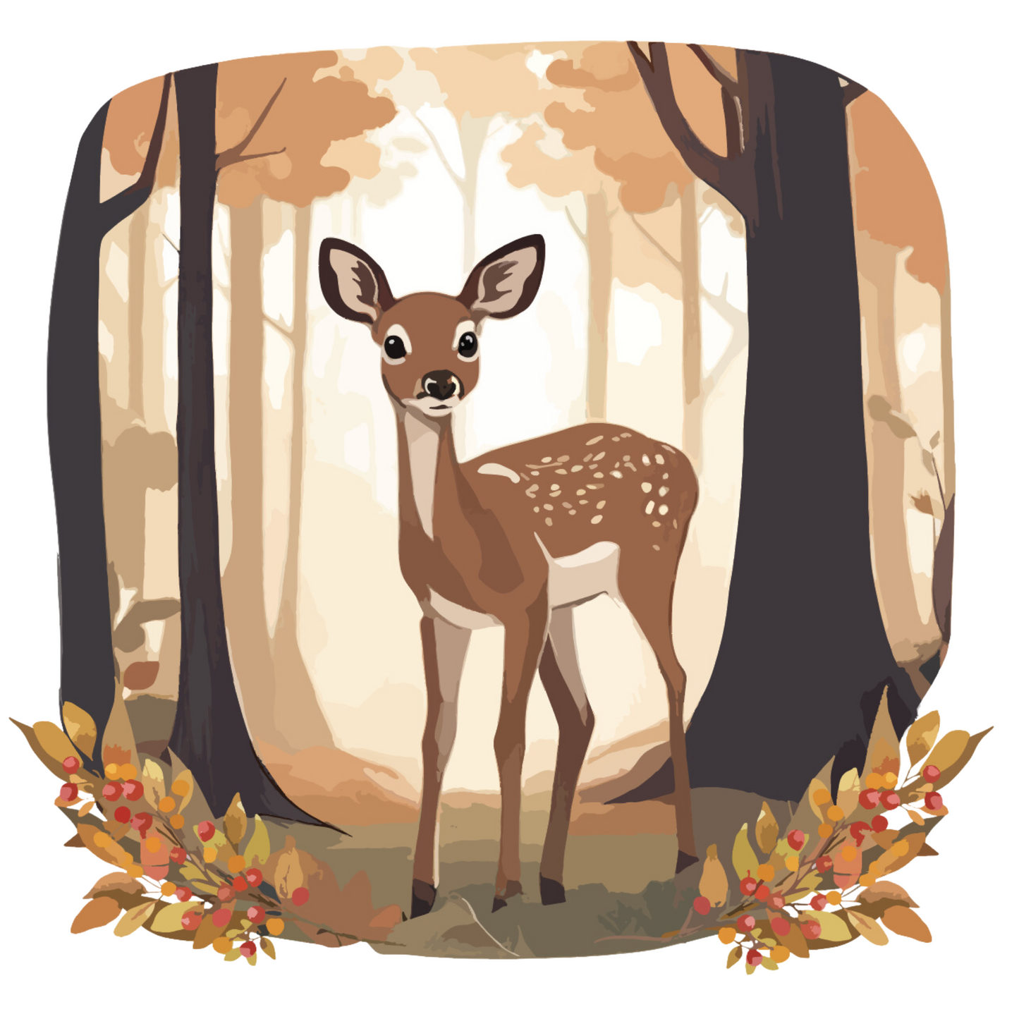 Round Wall Sticker – “Doe in the Forest"
