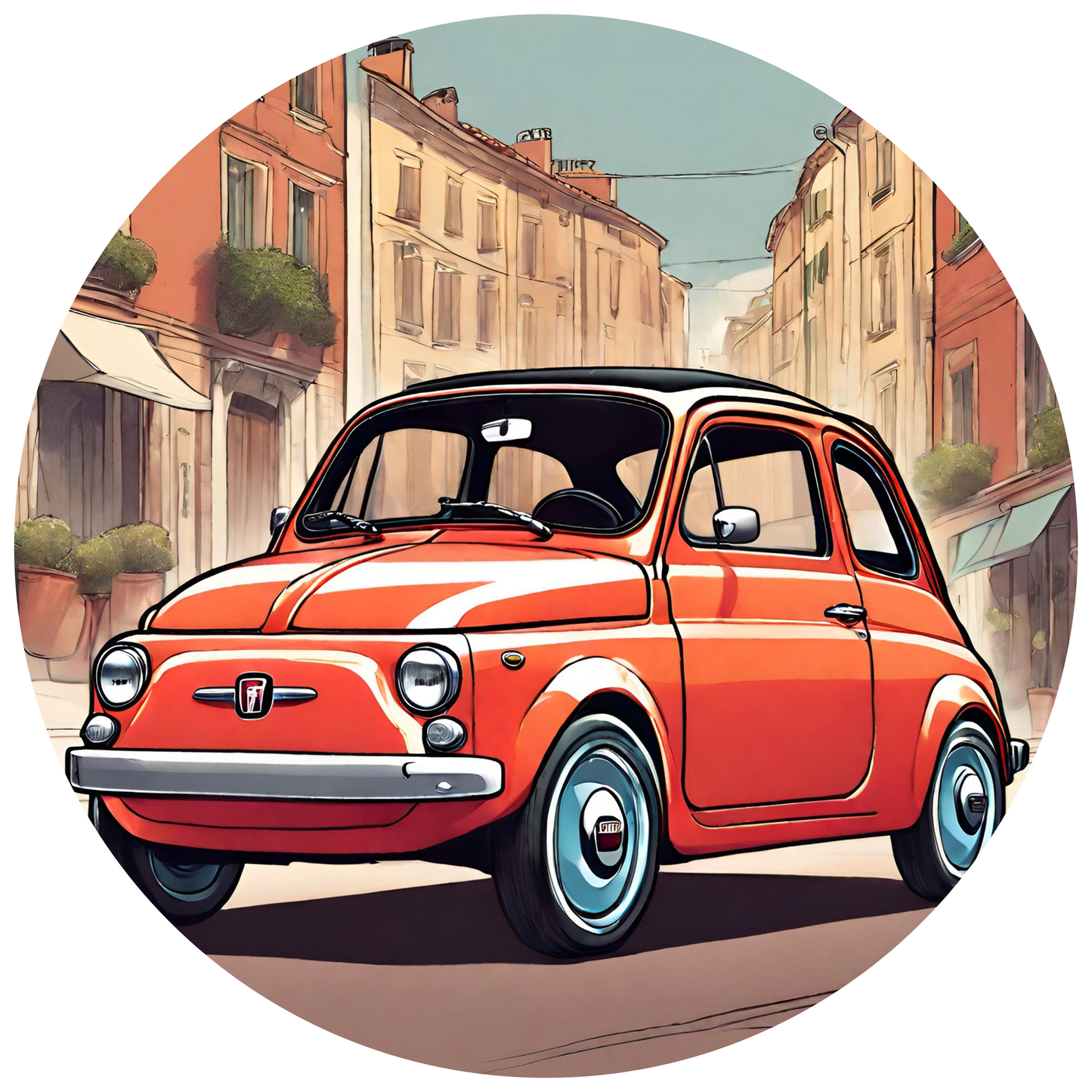 Round Wall Sticker – “Fiat 500"