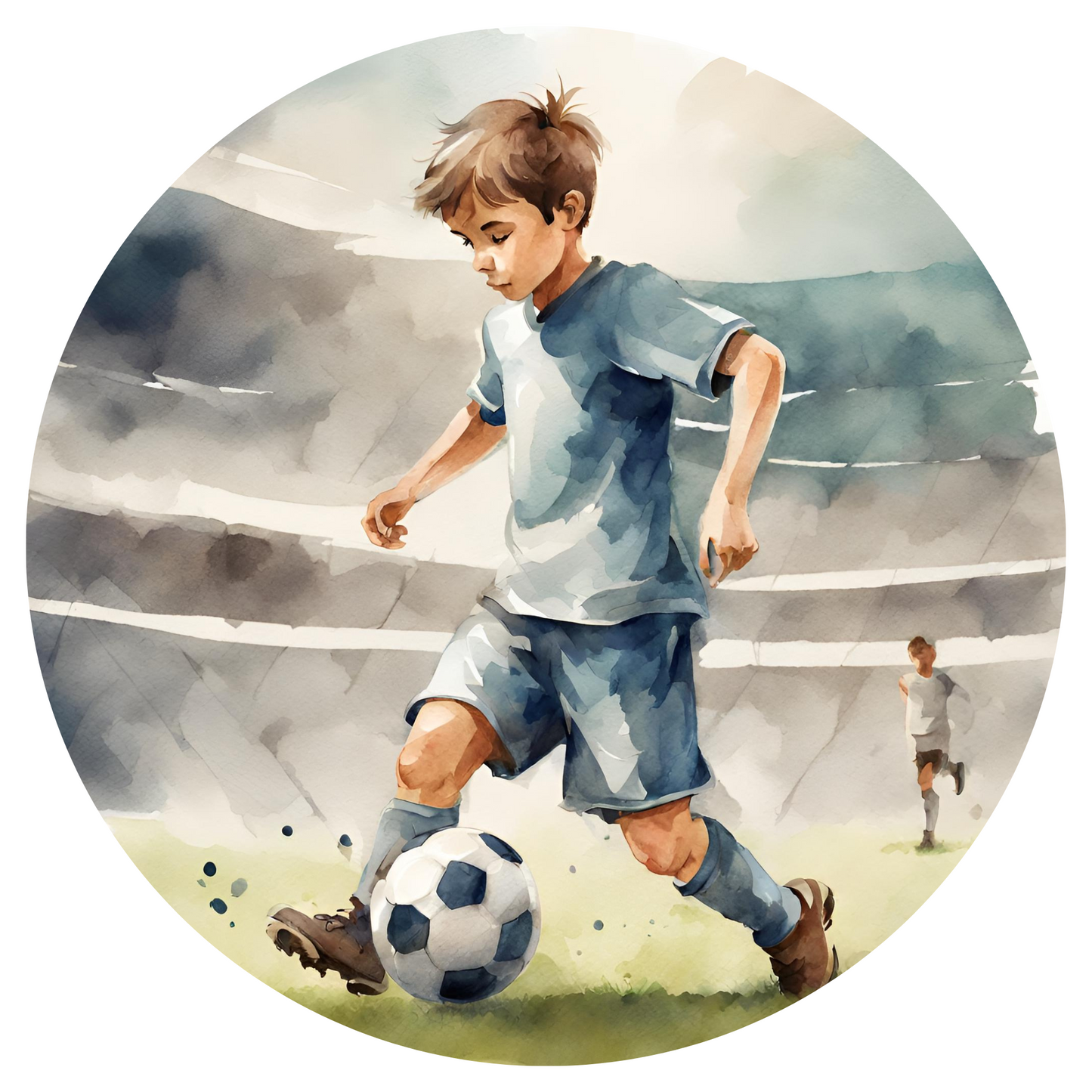 Round Wall Sticker – “Football Boy"