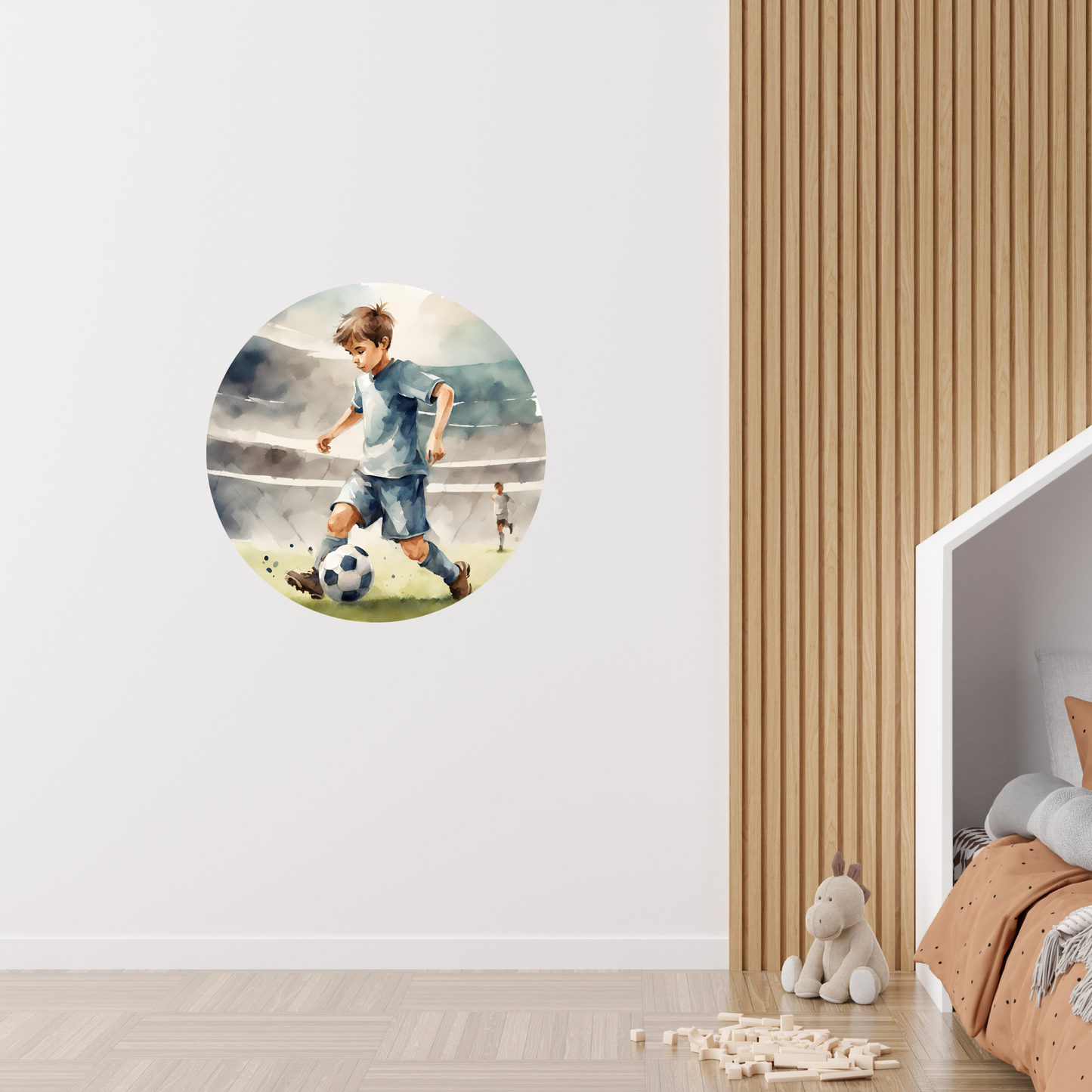 Round Wall Sticker – “Football Boy"