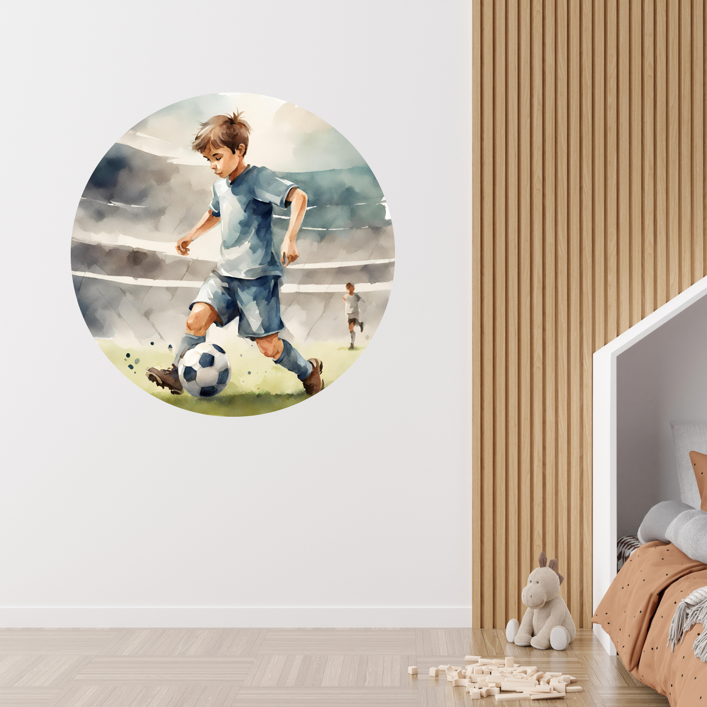 Round Wall Sticker – “Football Boy"