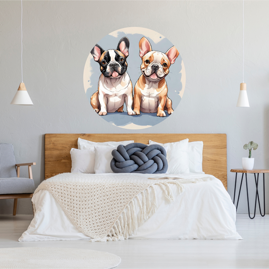 Round Wall Sticker – “French Bulldogs"