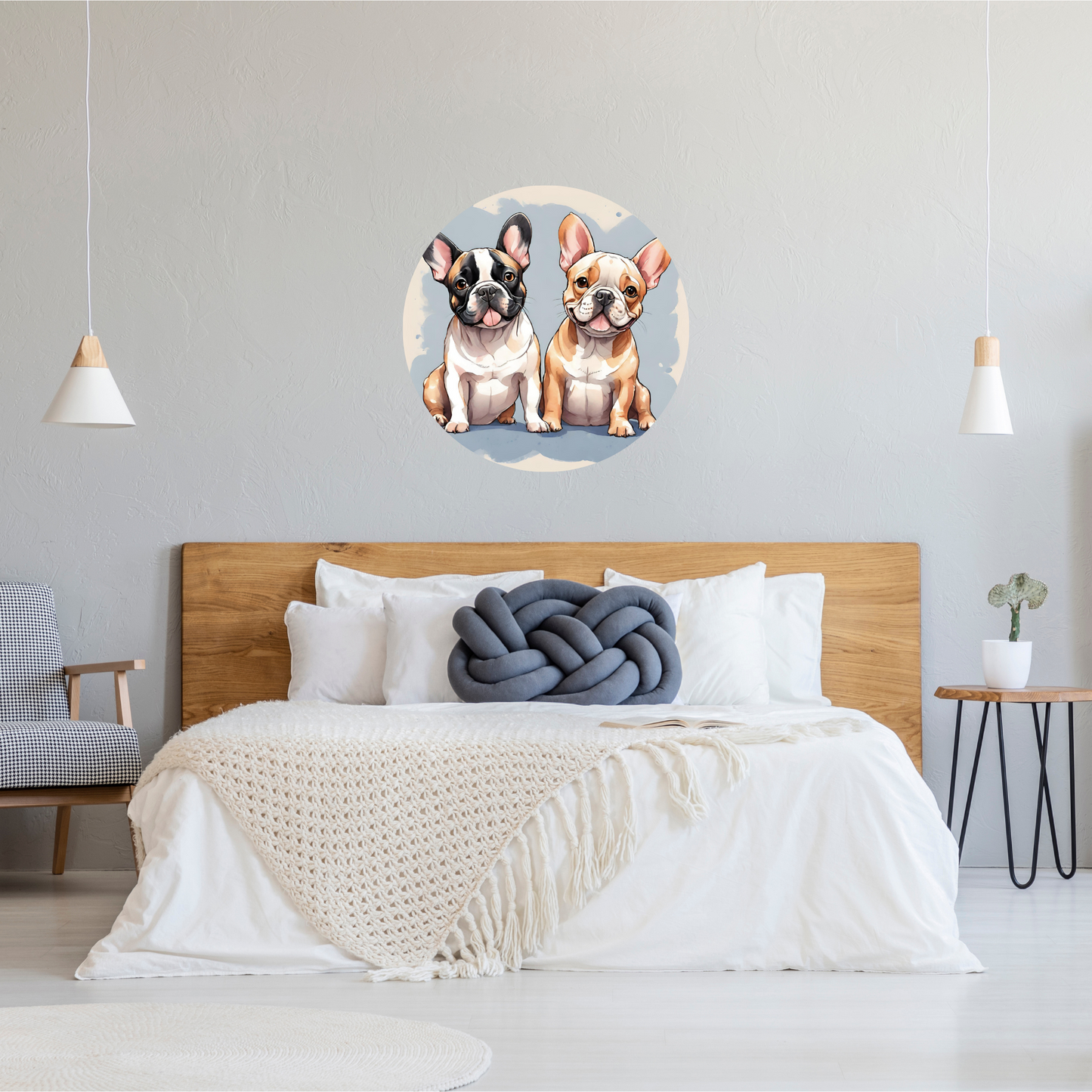 Round Wall Sticker – “French Bulldogs"