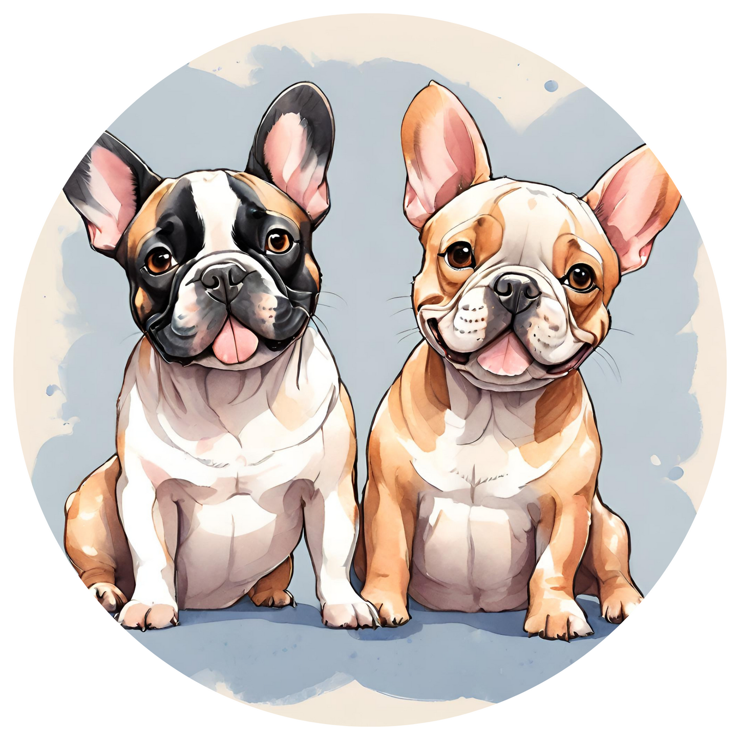 Round Wall Sticker – “French Bulldogs"