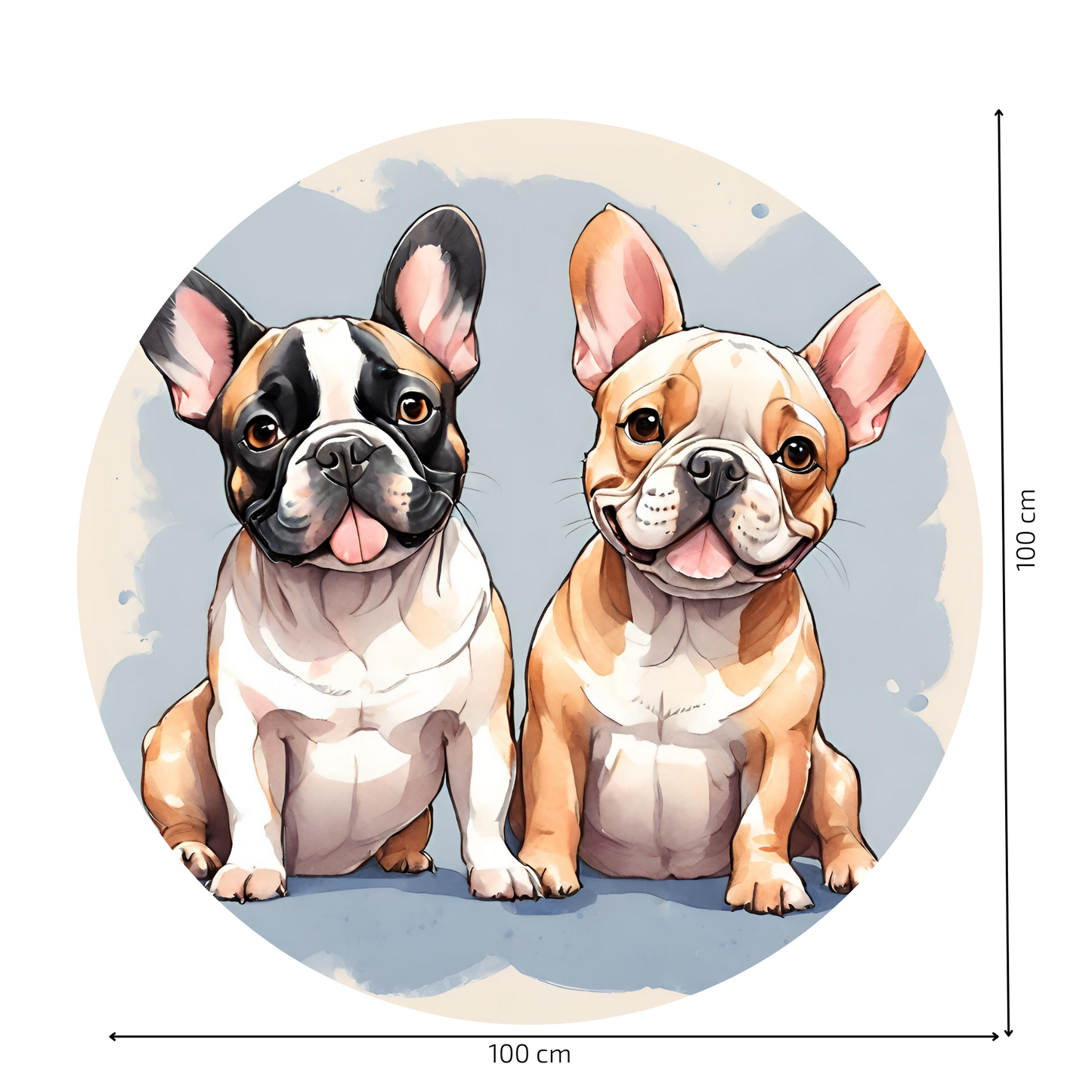 Round Wall Sticker – “French Bulldogs"