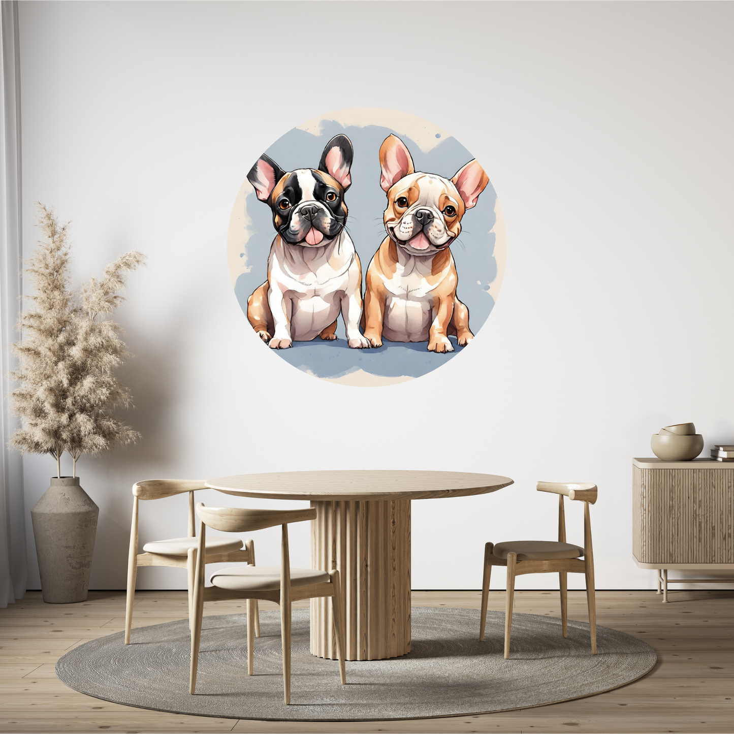 Round Wall Sticker – “French Bulldogs"