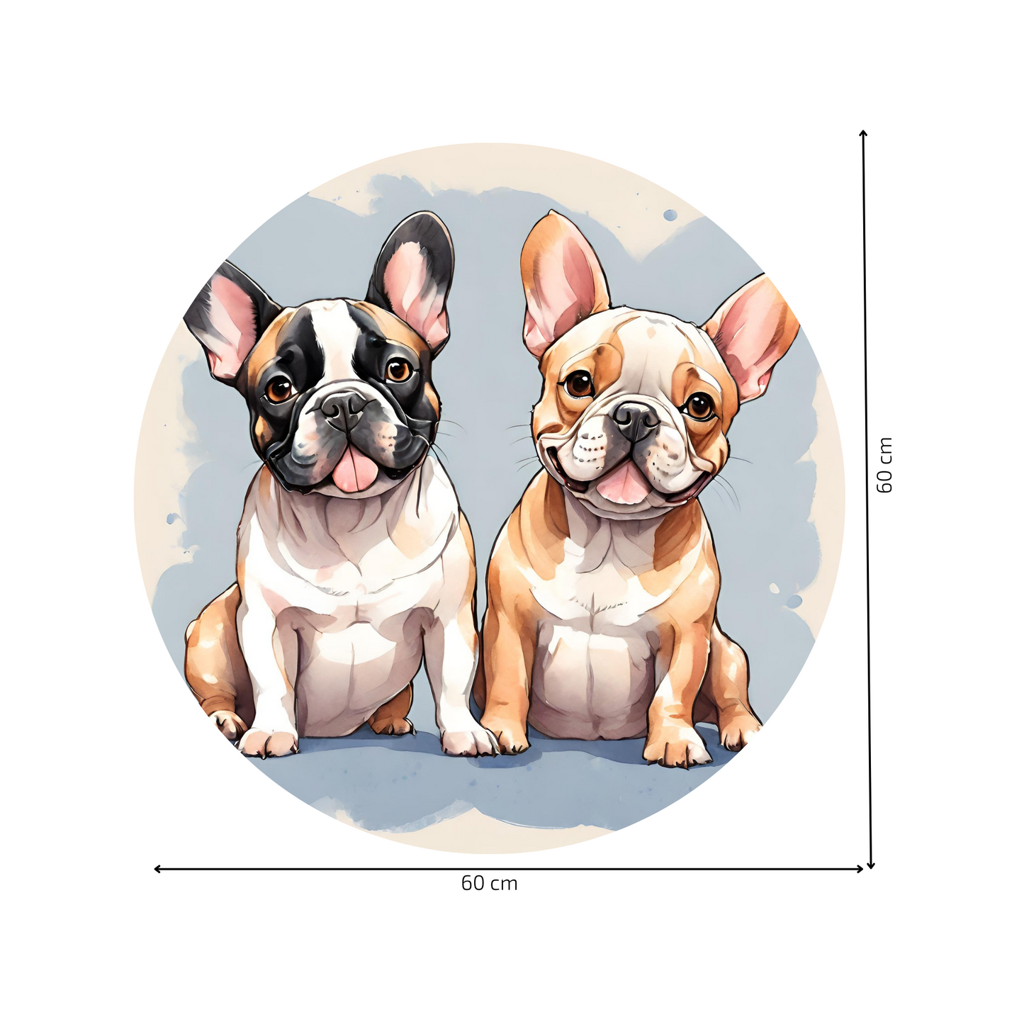 Round Wall Sticker – “French Bulldogs"