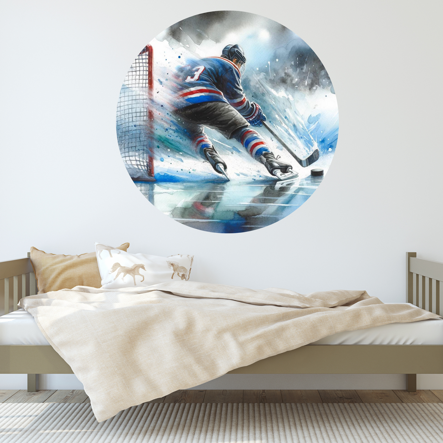 Round Wall Sticker – “Hockey Player"