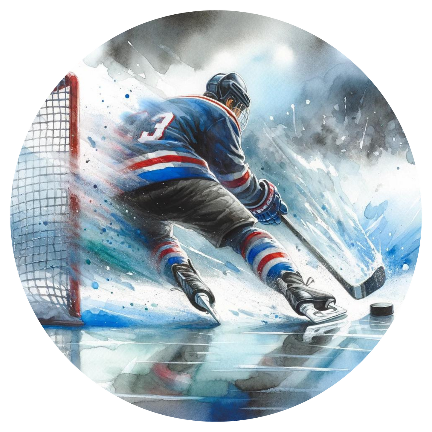 Round Wall Sticker – “Hockey Player"