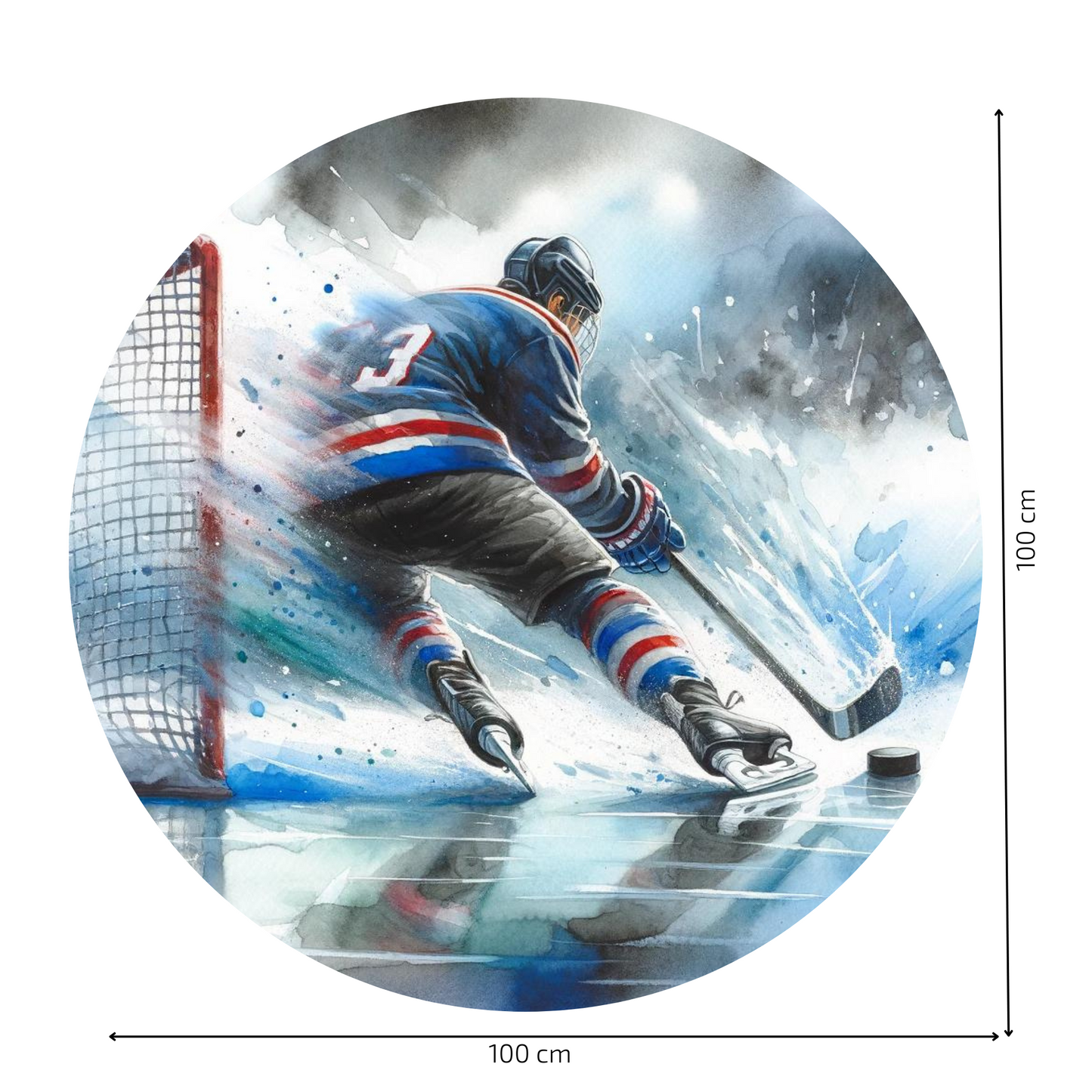 Round Wall Sticker – “Hockey Player"
