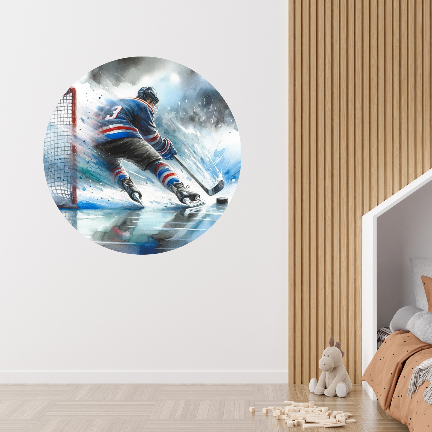 Round Wall Sticker – “Hockey Player"