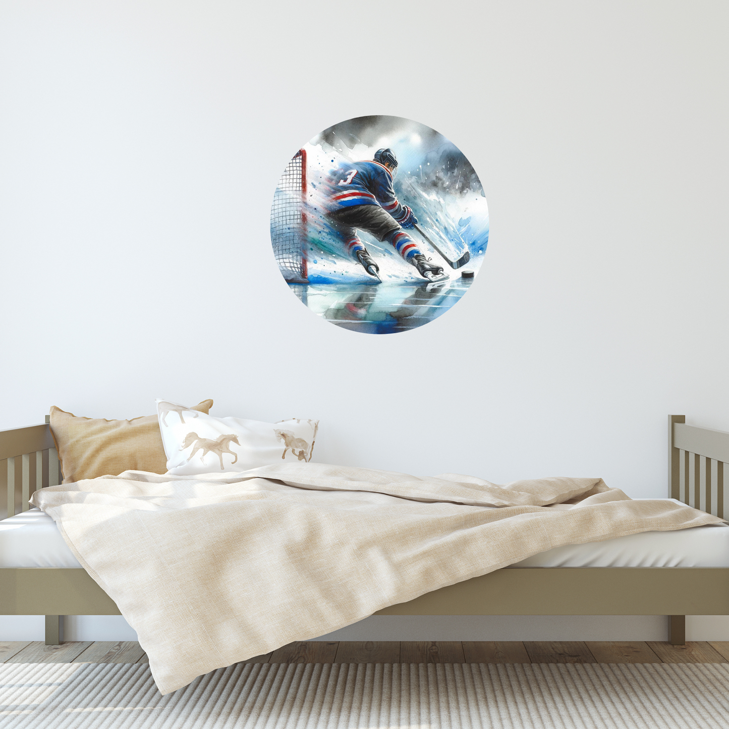 Round Wall Sticker – “Hockey Player"