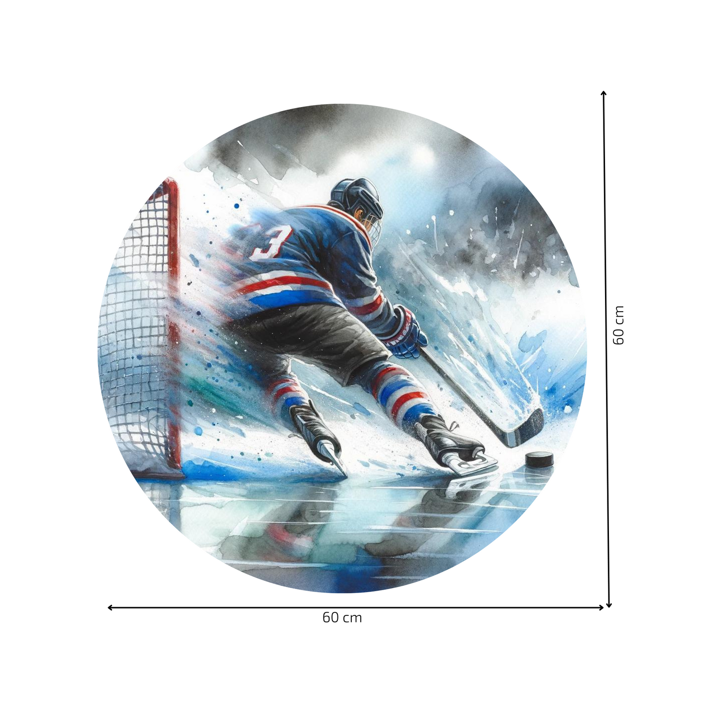 Round Wall Sticker – “Hockey Player"