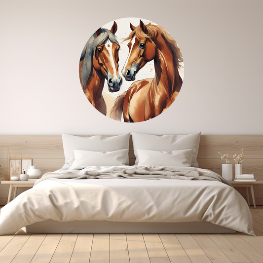 Round Wall Sticker – “Horses"