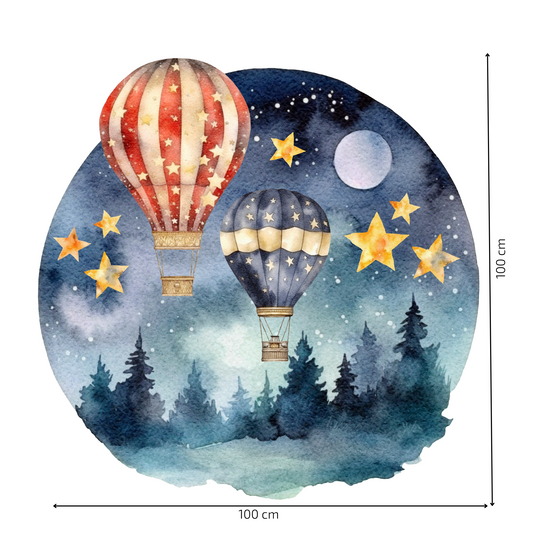 Round Wall Sticker – “Hot Air Balloons over the Forest"