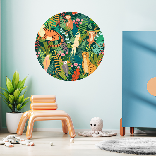 Round Wall Sticker – “Jungle Animals"