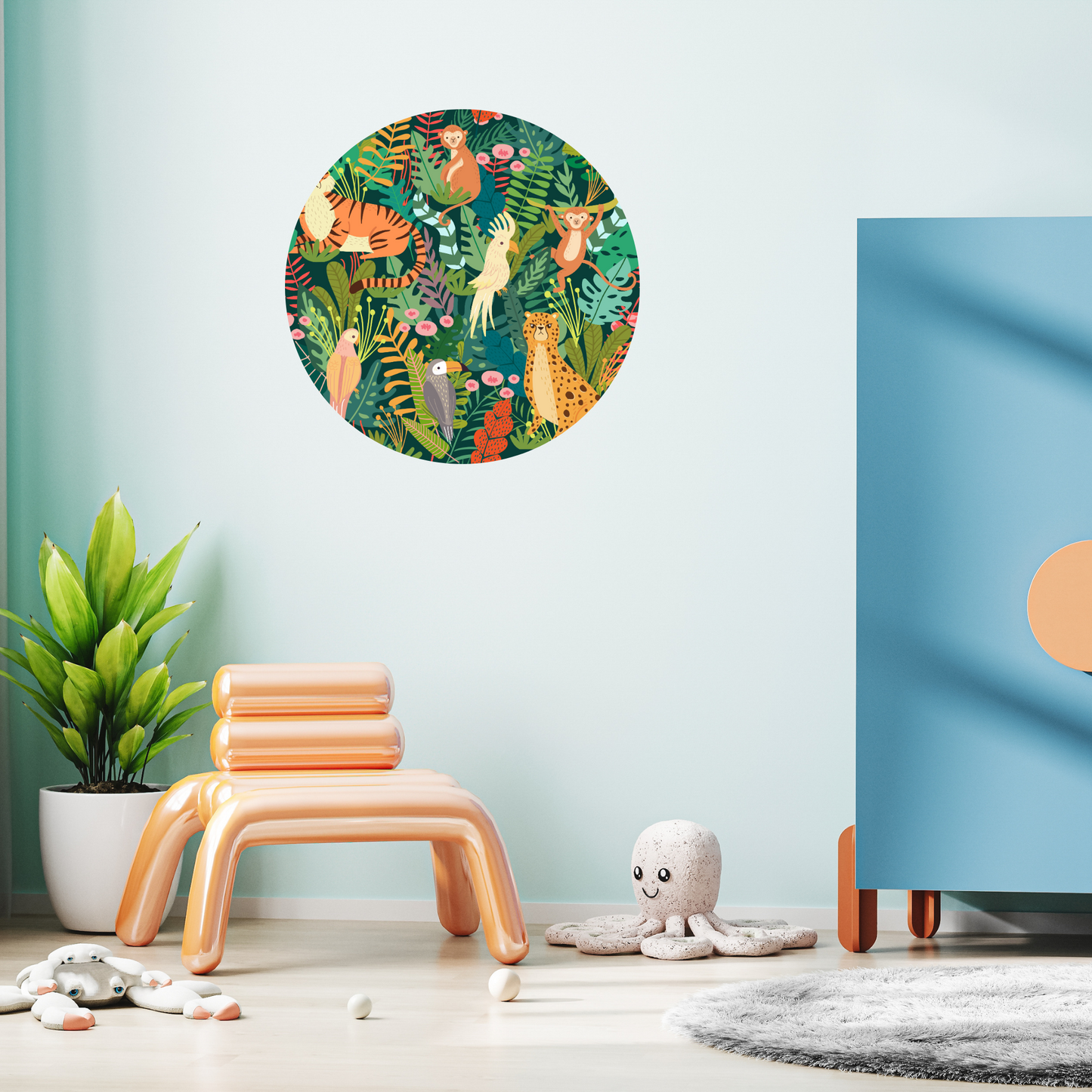 Round Wall Sticker – “Jungle Animals"