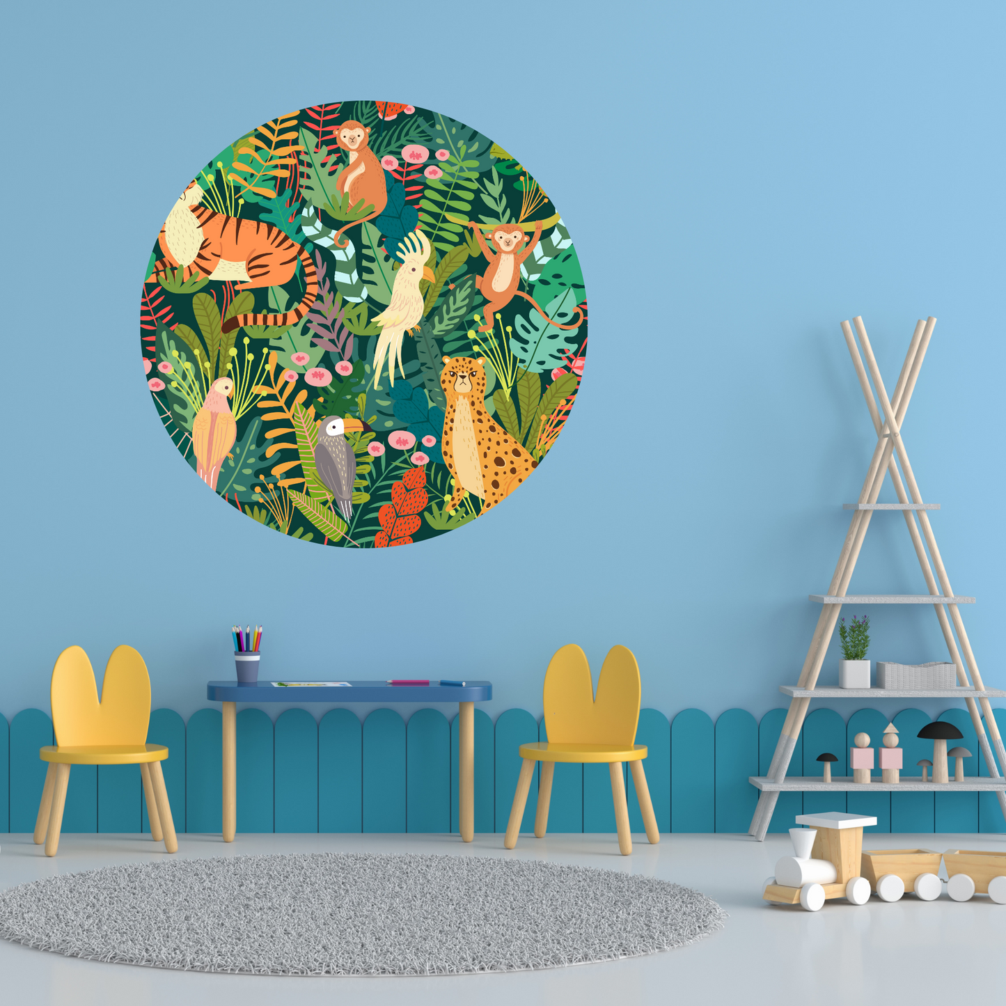Round Wall Sticker – “Jungle Animals"