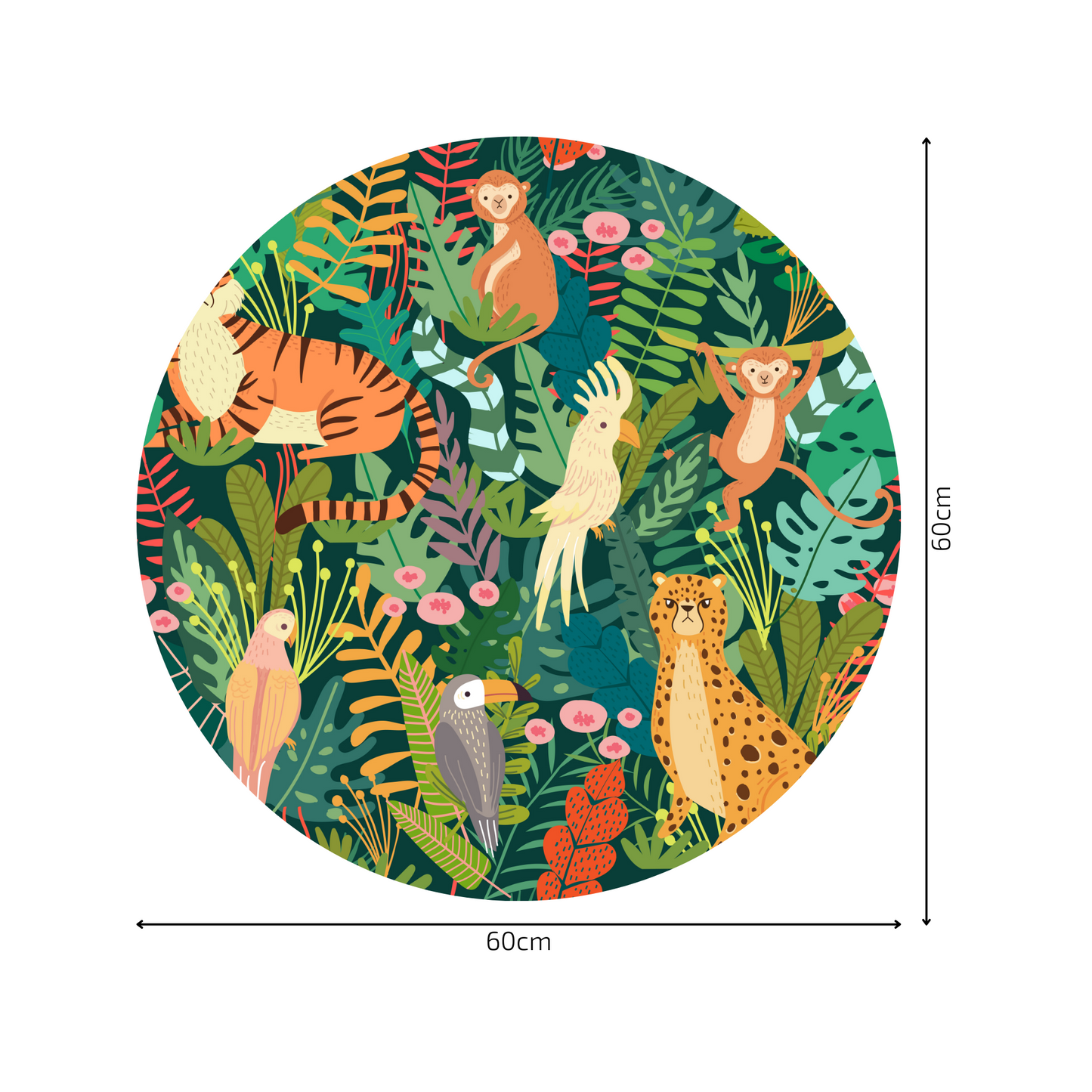 Round Wall Sticker – “Jungle Animals"