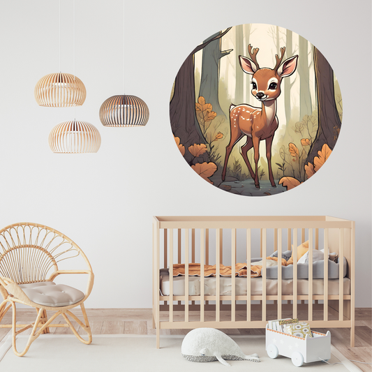 Round Wall Sticker – “Little Deer in the Forest"