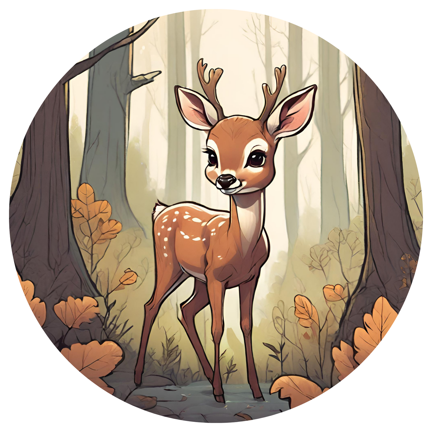 Round Wall Sticker – “Little Deer in the Forest"