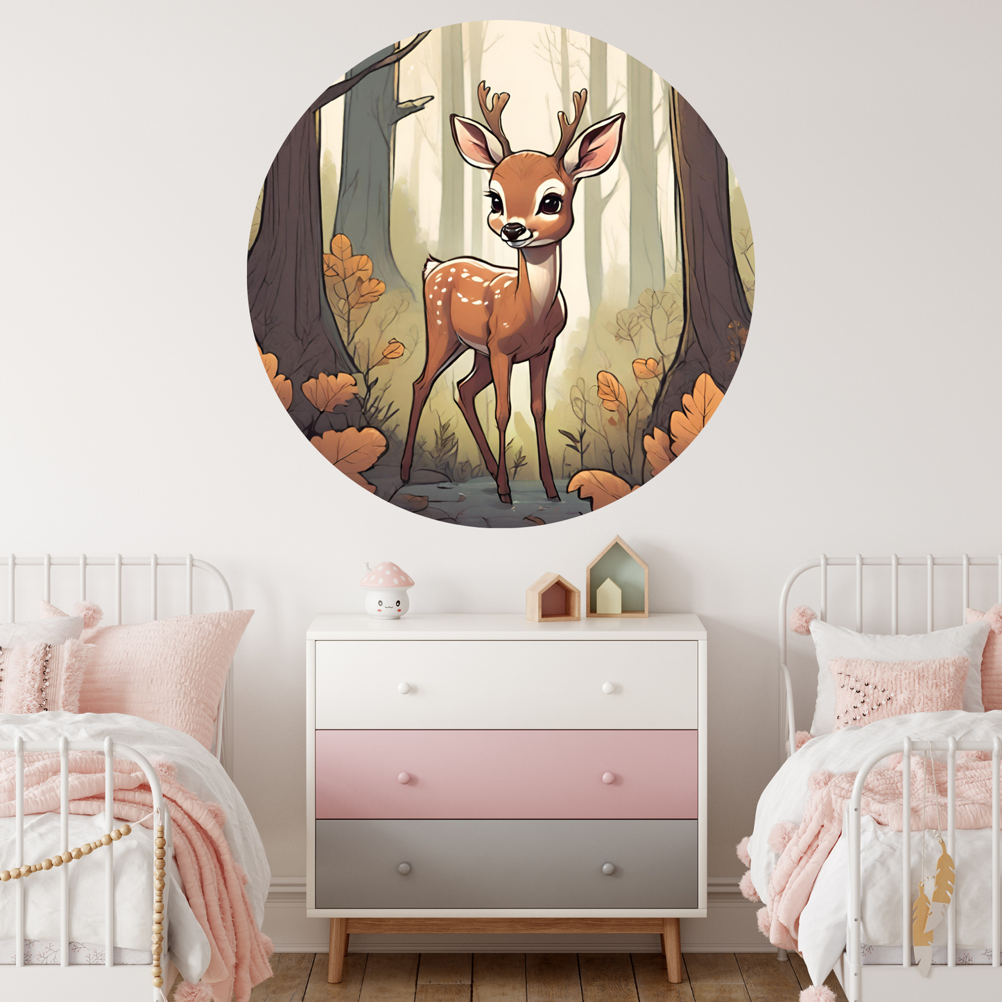 Round Wall Sticker – “Little Deer in the Forest"