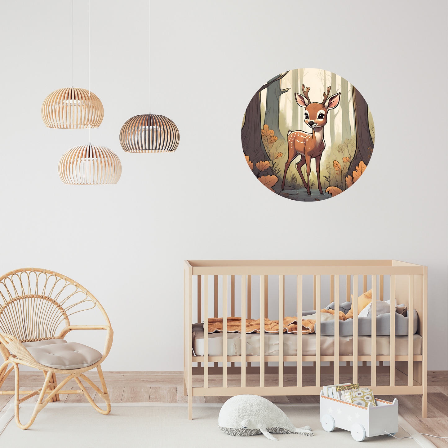 Round Wall Sticker – “Little Deer in the Forest"