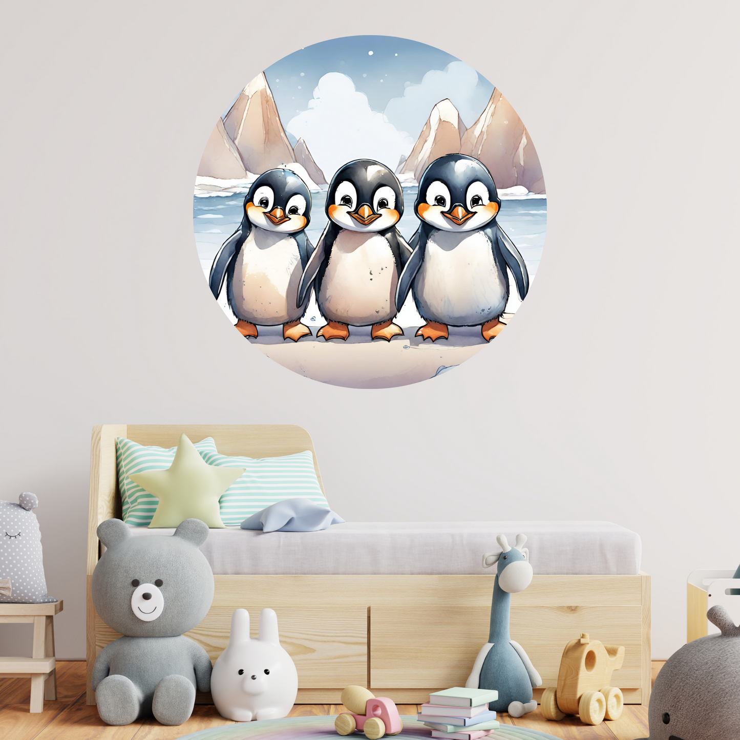 Round Wall Sticker – “Penguins"