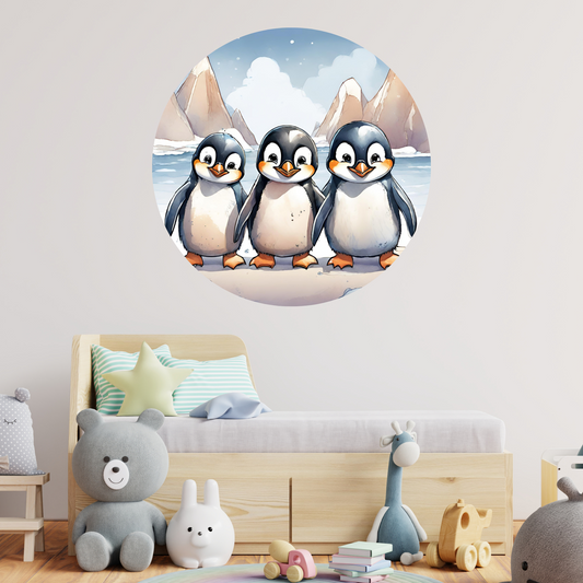 Round Wall Sticker – “Penguins"
