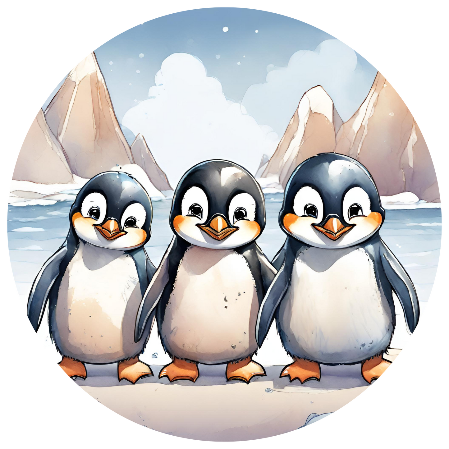 Round Wall Sticker – “Penguins"