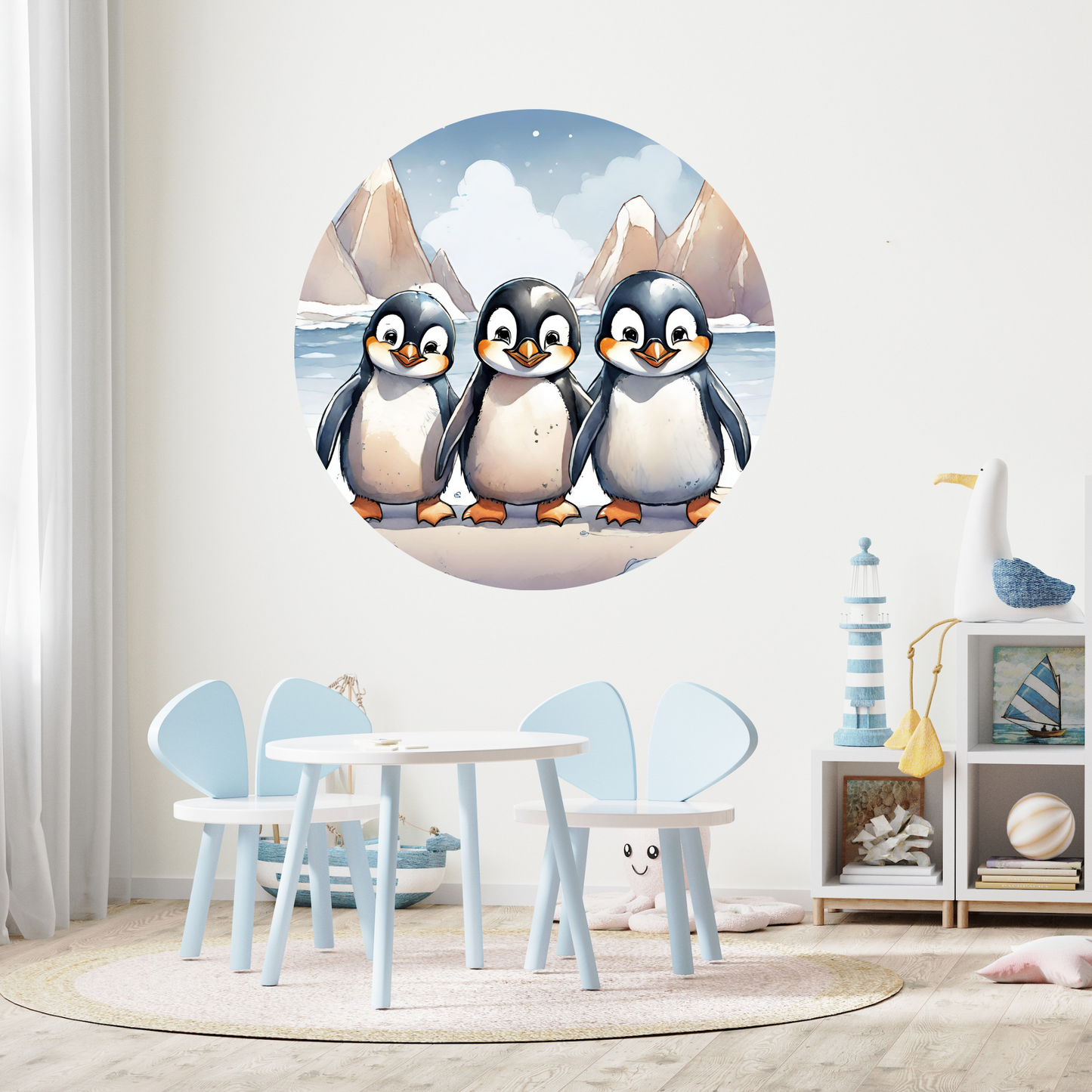 Round Wall Sticker – “Penguins"