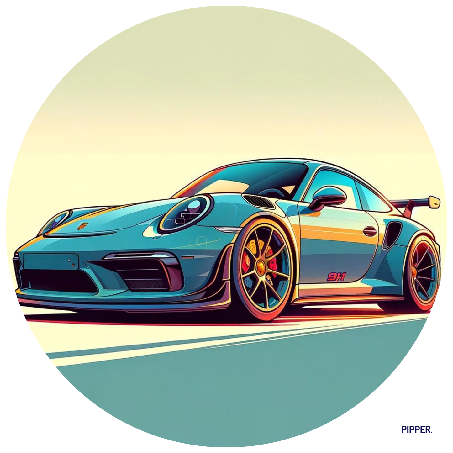 Round Wall Sticker – “Porsche 911"
