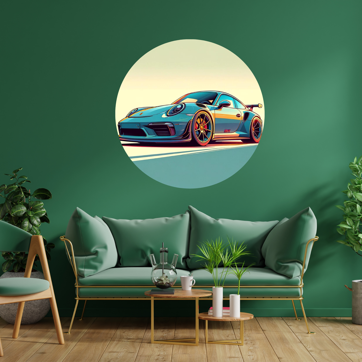Round Wall Sticker – “Porsche 911"