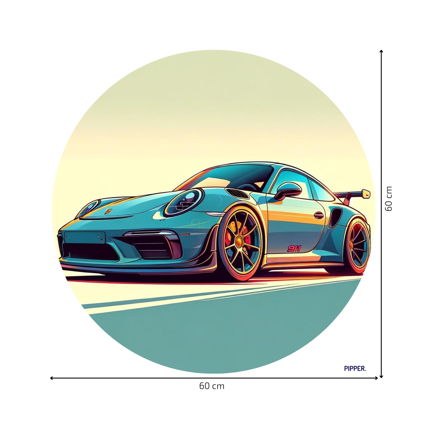 Round Wall Sticker – “Porsche 911"