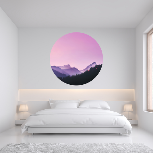 Round Wall Sticker – “Purple Mountains"