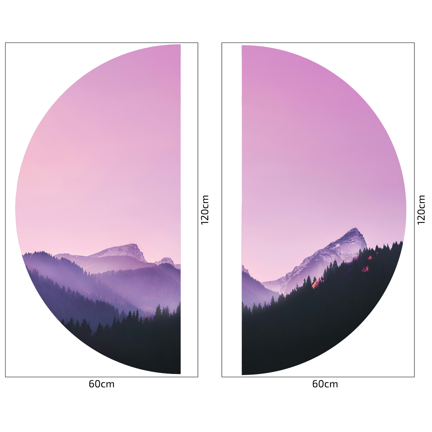 Round Wall Sticker – “Purple Mountains"