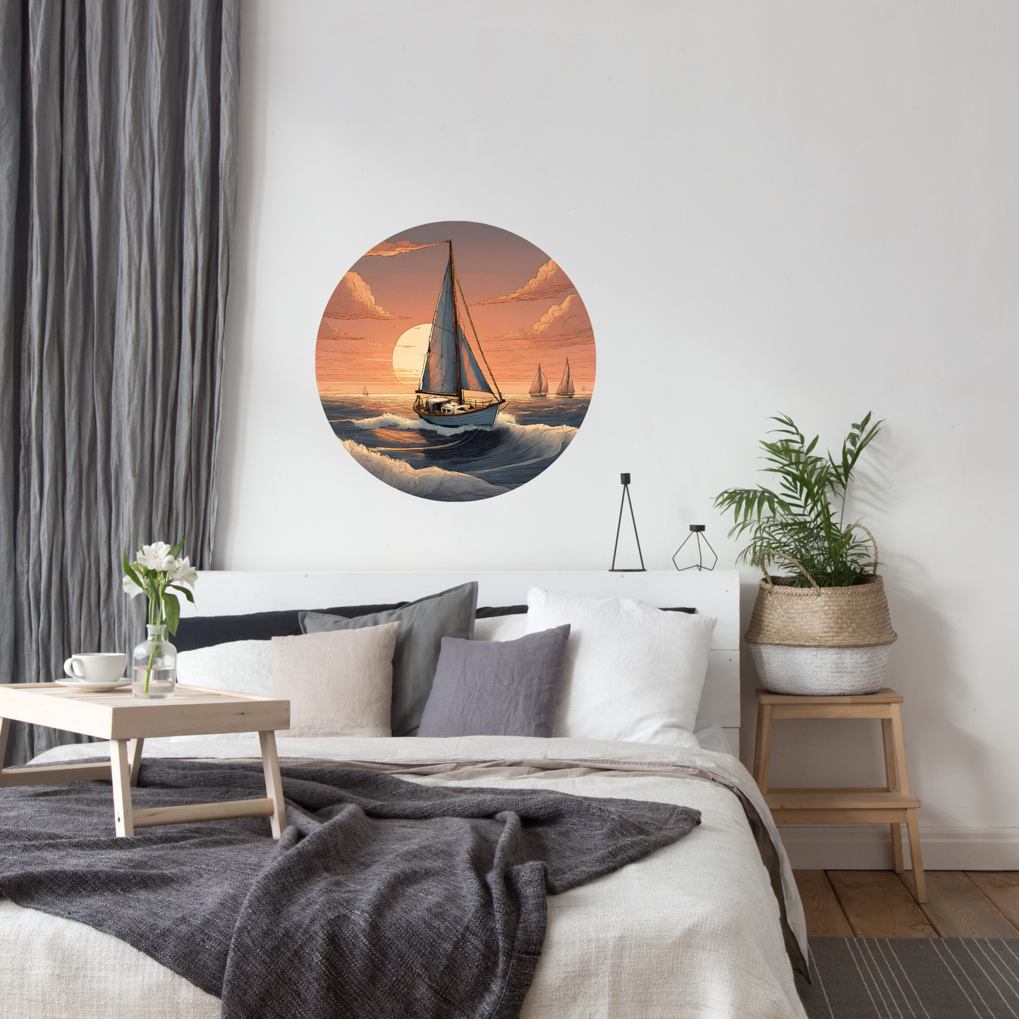 Round Wall Sticker – “Sailboat"