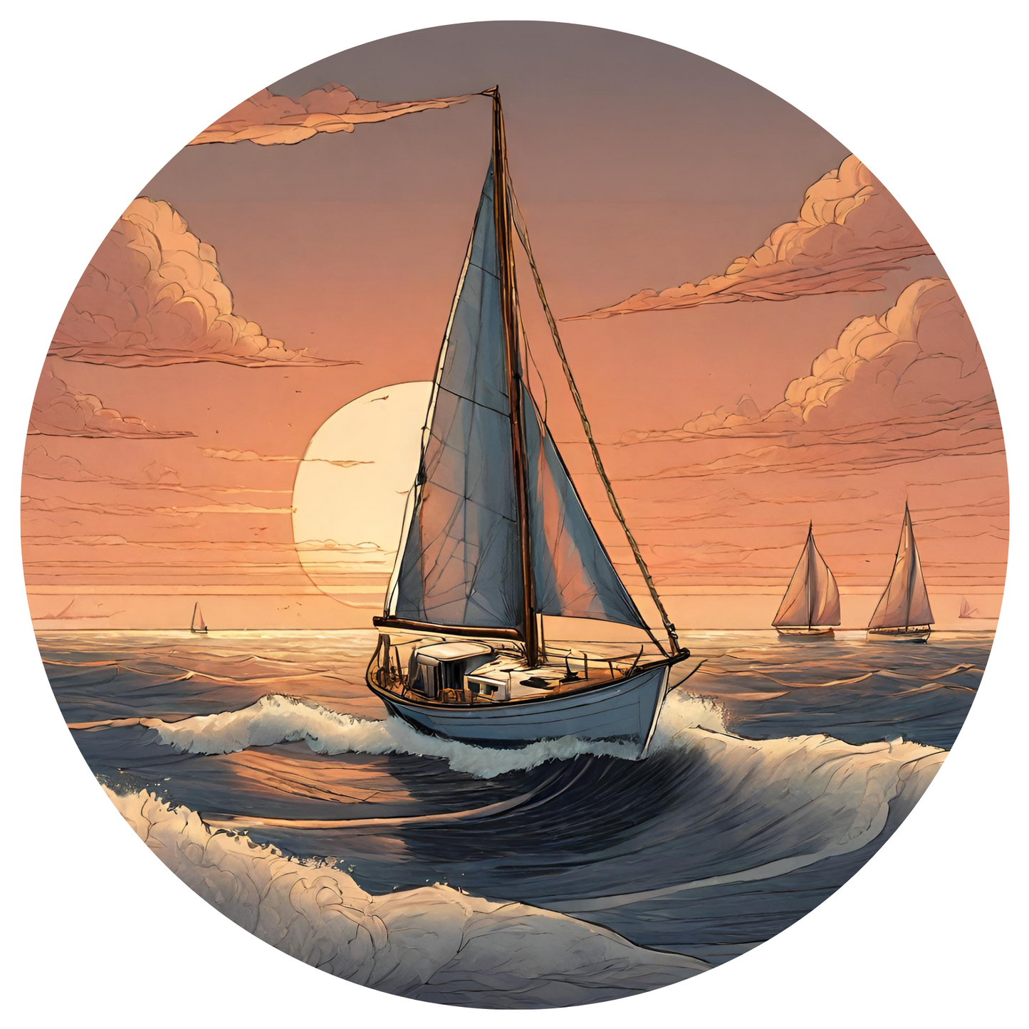 Round Wall Sticker – “Sailboat"