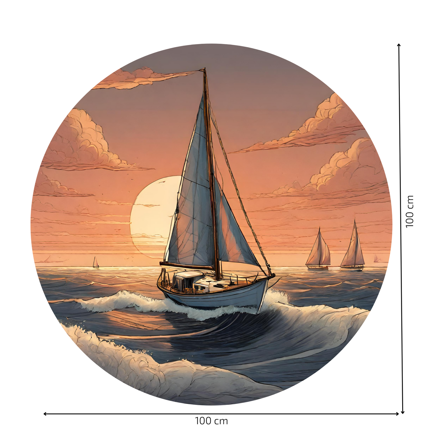 Round Wall Sticker – “Sailboat"